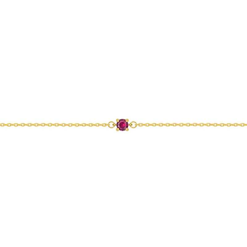 Bracelet Plaqué Or Jaune et Oxyde Rouge Serti 4 Griffes 4mm