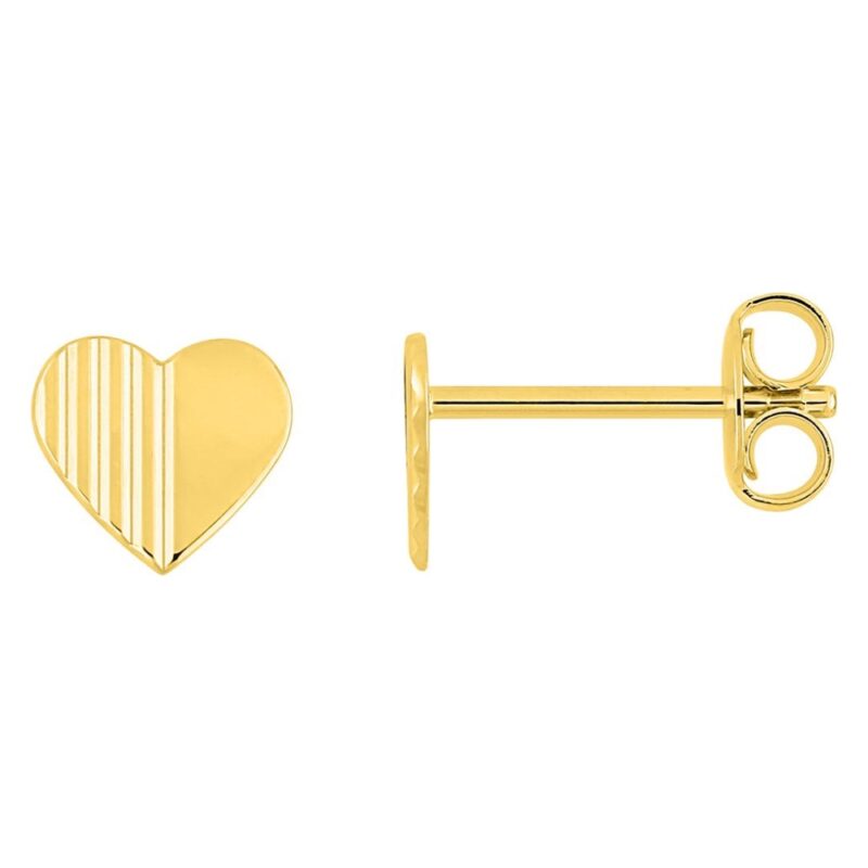 Boucles d'oreilles Plaqué Or Jaune Coeurs Striés