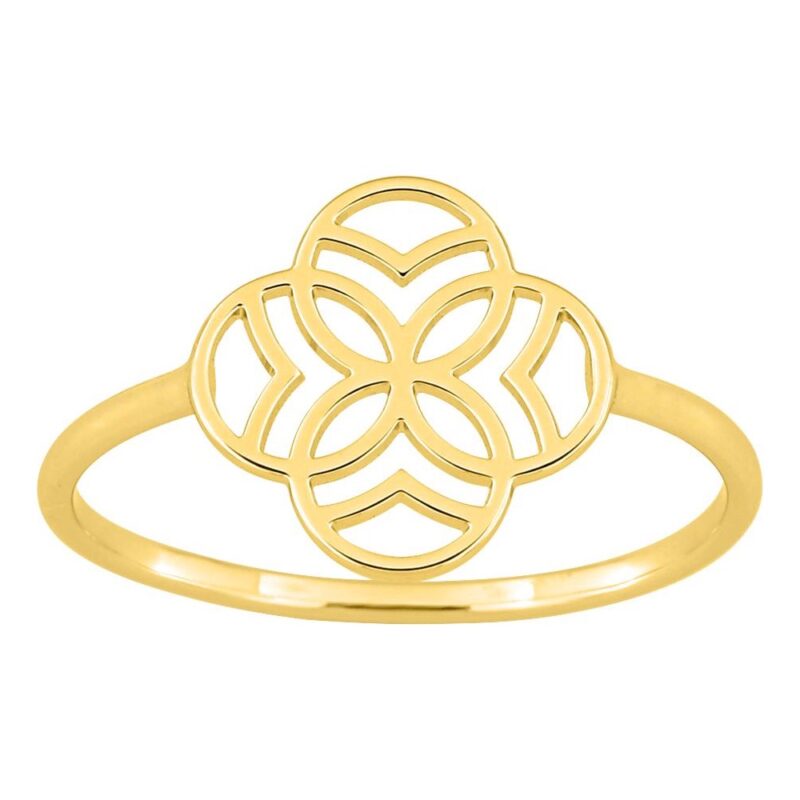 Bague Plaqué Or Jaune Trèfle 4 Feuilles
