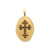 Pendentif Plaqué Or Jaune Effet Satiné Bords Perlés Croix Pavage Oxydes Noirs 18mm