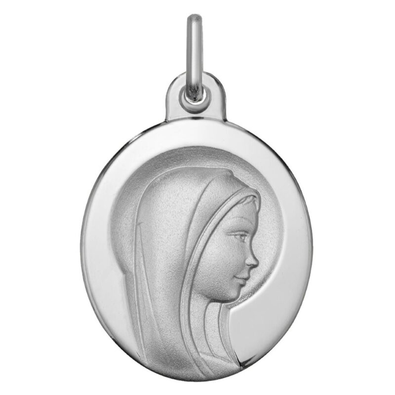 Médaille Ovale Argent 925/1000 Rhodié Vierge 18mm