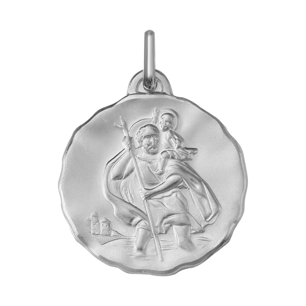 Médaille Argent 925/1000 Ronde Saint Christophe Diamètre 18mm