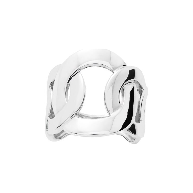 Bague Argent Rhodié 925/1000 Maillons Entrelacés