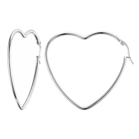 Créoles Argent Rhodié 925/1000 Fil 1.6mm Forme Coeur 30mm