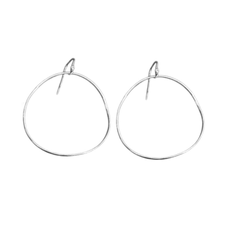 Boucles d'oreilles Pendantes Argent 925/1000 Grand Cercle Wave