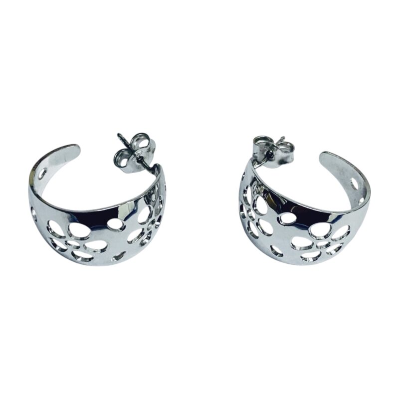 Demi Créoles Argent Rhodié 925/1000 Fleur Diamètre 20mm