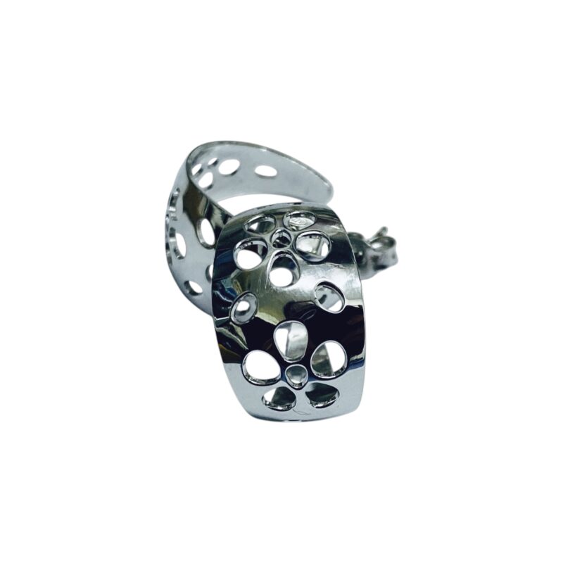 Demi Créoles Argent Rhodié 925/1000 Fleur Diamètre 20mm – Image 2