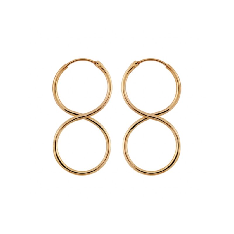 Créoles Plaqué Or Fil Rond 1.5mm Forme Huit Hauteur avec Charnière