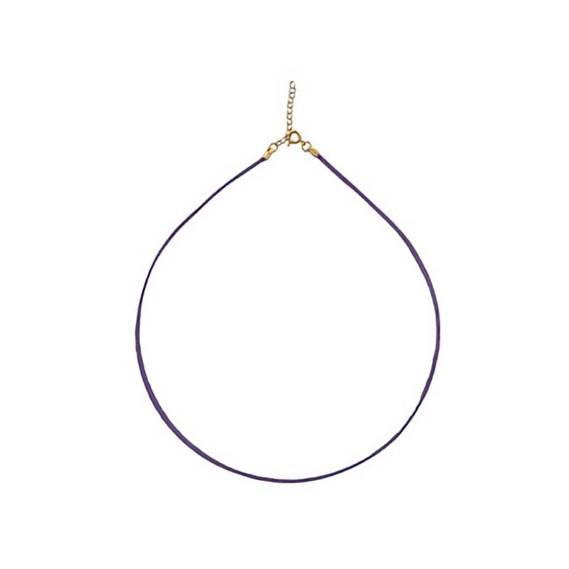 Chaine Plaqué Or Jaune Cordon Mauve Longueur 40+5cm