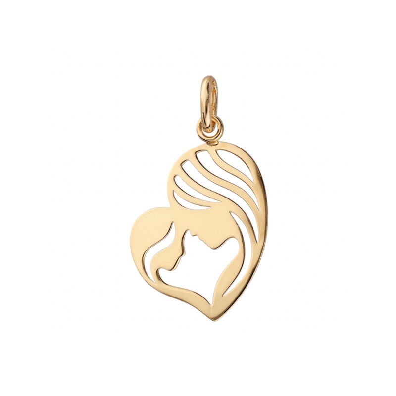 Médaille Plaqué Or Jaune Vierge à L'enfant tête à Tête 22mm