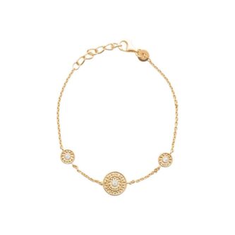 Bracelet Plaqué Or Jaune Motifs Soleil et Oxydes Sertis Clos