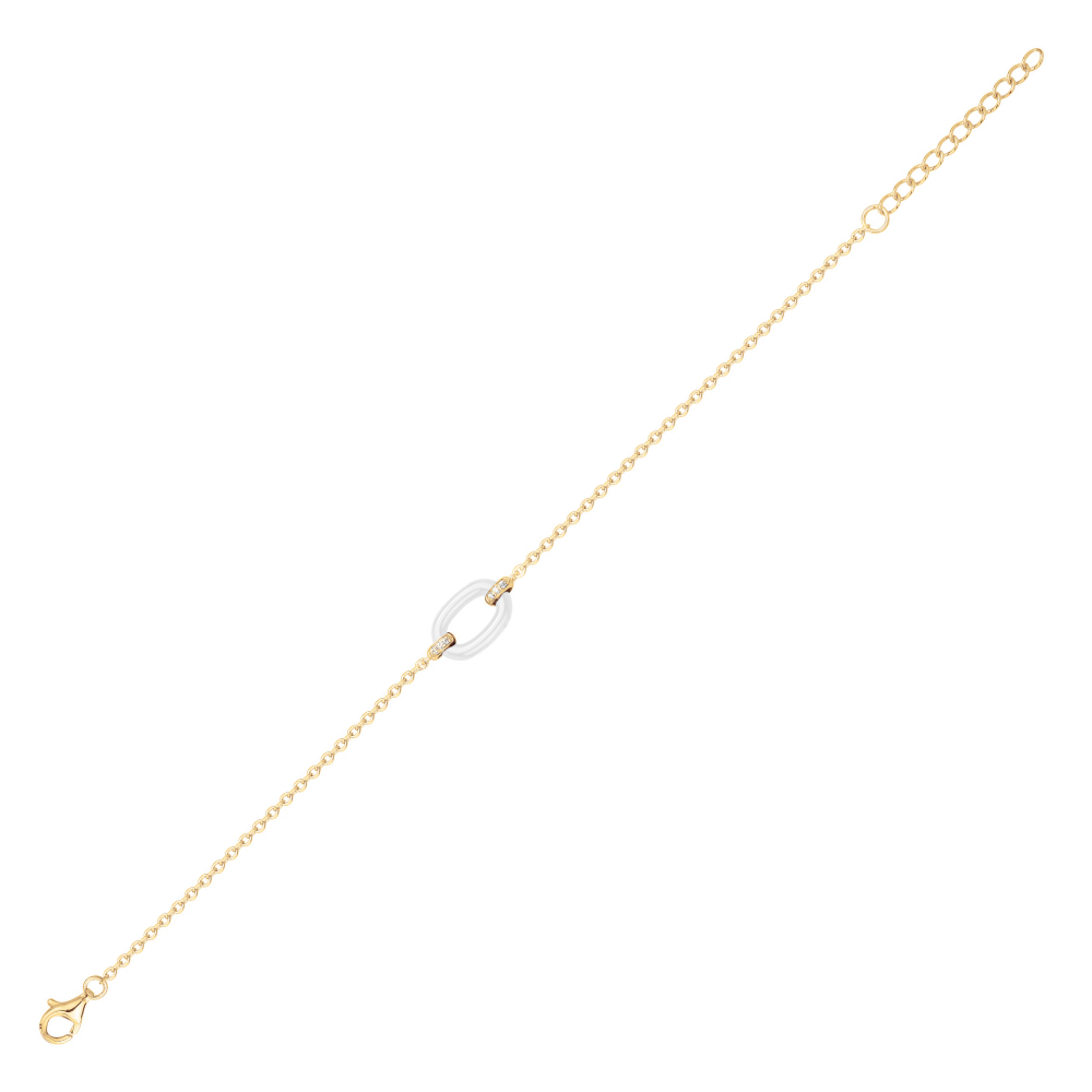 Bracelet Plaqué Or Motif Céramique Blanche et Oxydes – Image 2