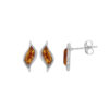 Boucles d'oreilles Argent Rhodié 925/1000 Motif Ondulé Ambre Cognac