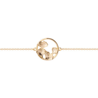 Bracelet Plaqué Or Jaune Feuilles de Ginkgo
