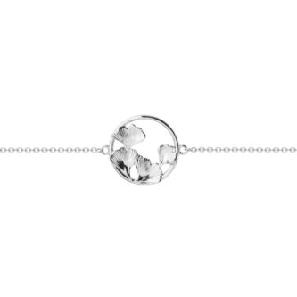 Bracelet Argent 925/1000 Rhodié Feuilles de Ginkgo