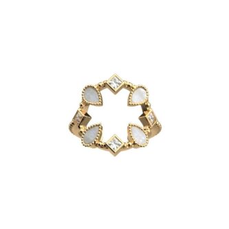 Bague Ronde Les Georgettes Précieuse Constance Nacre et Oxydes Finition Dorée 16mm - 54