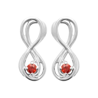 Boucles d'oreilles Argent 925/1000 Rhodié Motif Infini et Oxyde Rouge