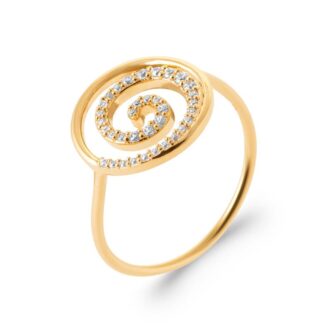 Bague Plaqué Or Jaune Tourbillon Pavage Oxydes - 54