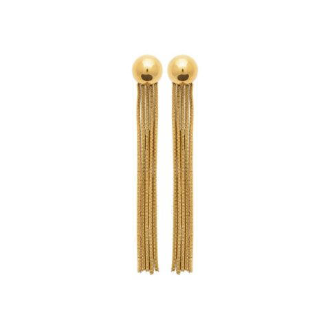 Boucles d'oreilles Fashion Steel Pendantes Acier Gold Boule 8mm Hauteur 55mm