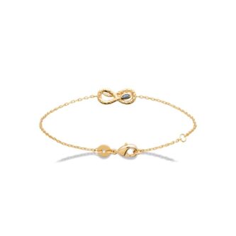 Bracelet Plaqué Or Jaune Serpent Infini Oxyde Navette Bleu