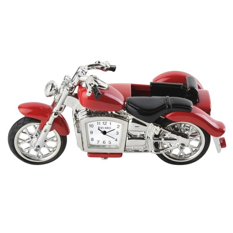 Pendule Moto Rouge Side-Car Bayard