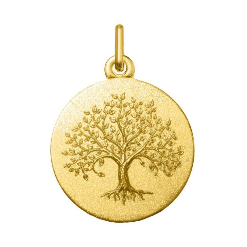 Médaille Ronde Or Jaune 750/1000 Arbre de Vie Diamètre 18mm