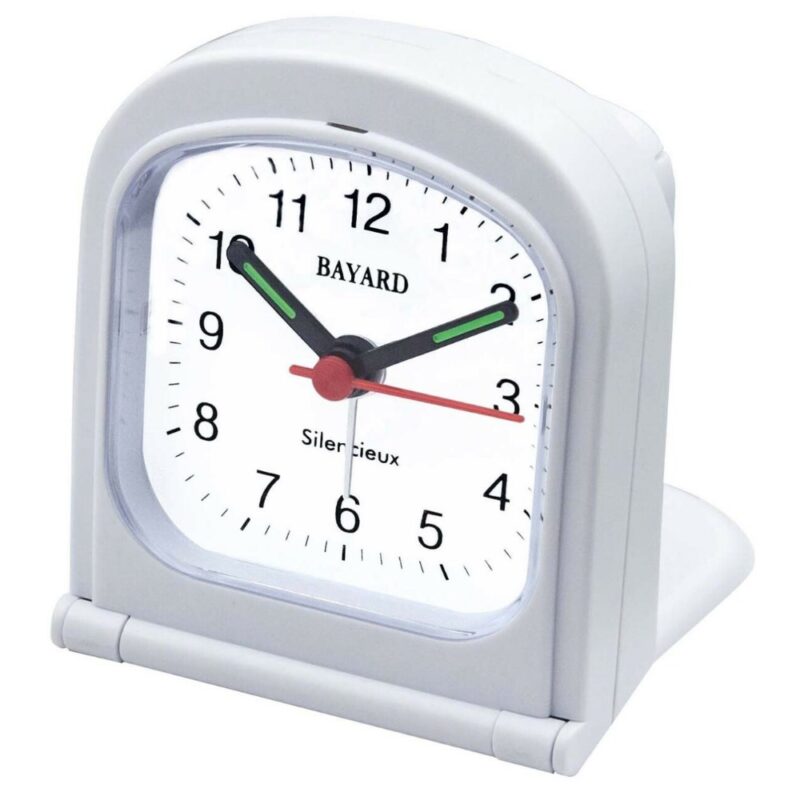 Réveil De Voyage Bayard Blanc Quartz Silencieux Analogique Cadran Blanc