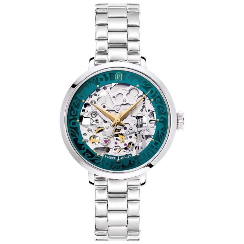Montre Femme Pierre Lannier Automatique Argenté Cadran Vert Bracelet Acier 141K671