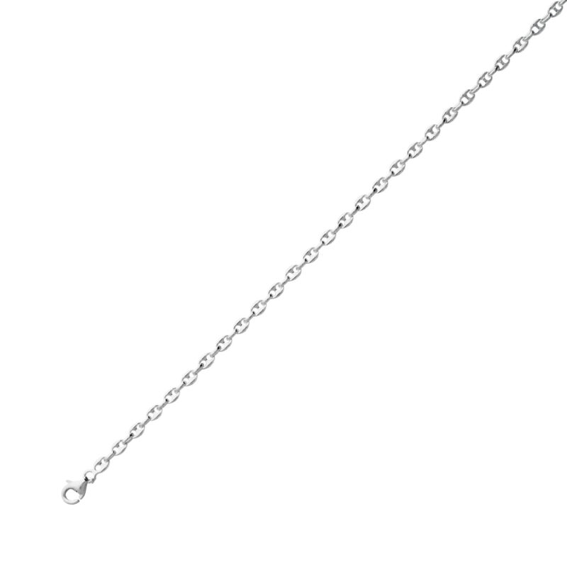 Chaine Argent Rhodié 925/1000 Maille Grain de café 3mm – Image 2