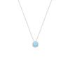 Collier Argent 925/1000 Rhodié Oxyde Bleu Ciel Serti Clos 6mm
