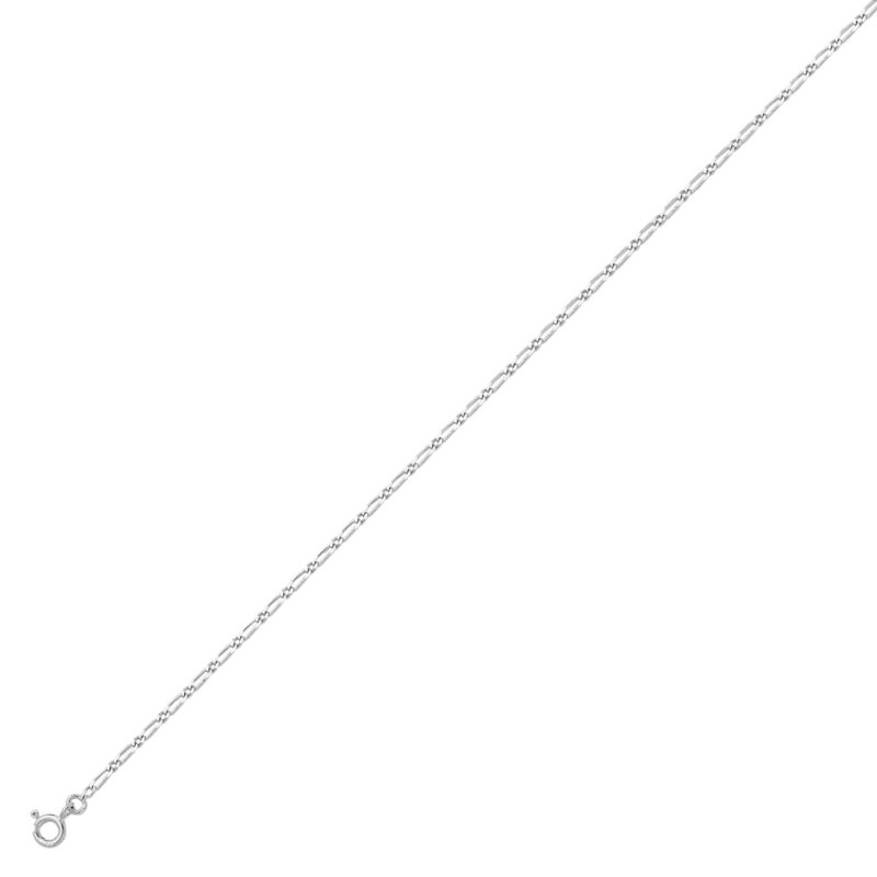 Chaine Argent Rhodié 925/1000 Maille Alternée 1+1 Figaro 1.7mm – Image 2