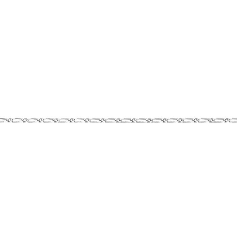 Chaine Argent Rhodié 925/1000 Maille Alternée 1+1 Figaro 1.7mm