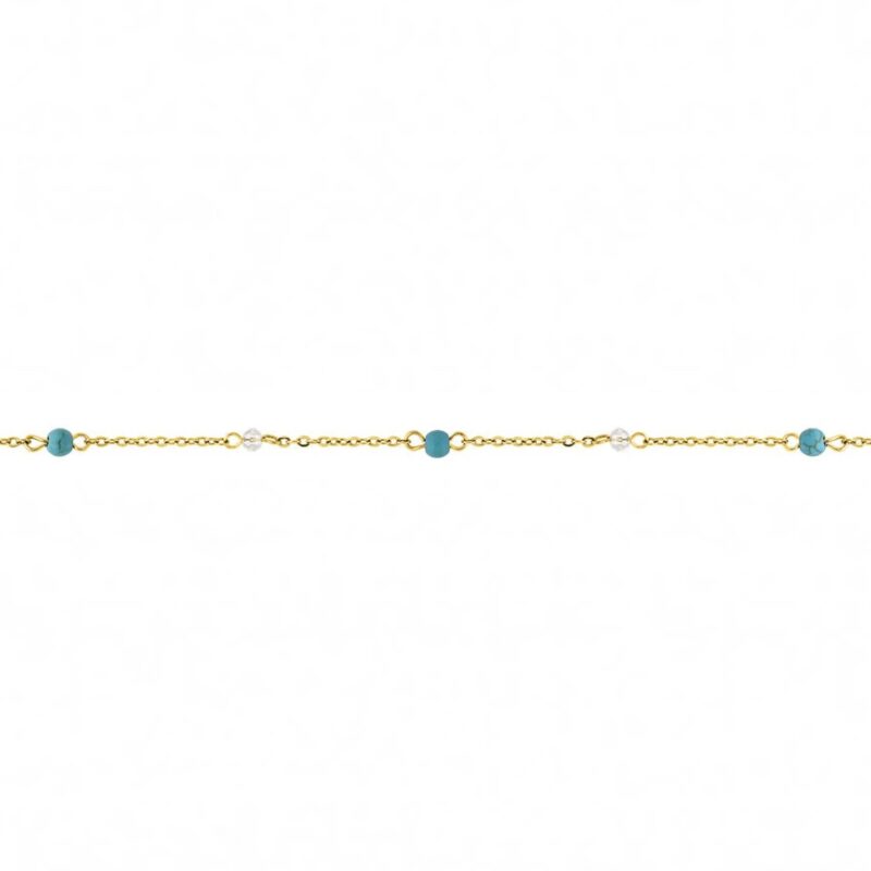 Chaine de Cheville Fashion Steel Acier Doré Turquoise Synthétique