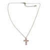 Collier Argent 925/1000 Rhodié Croix Oxydes Roses Hauteur 18mm