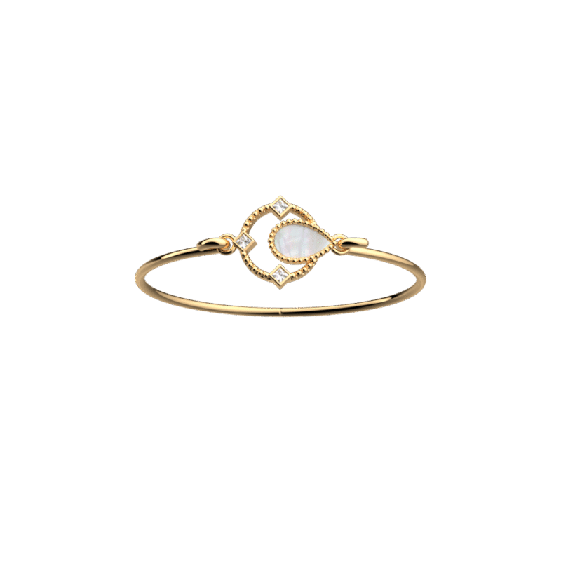 Bracelet Jonc Les Georgettes Précieuse Constance Nacre et Oxydes Finition Dorée 16mm