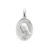 Médaille Argent 925/1000 Rhodié Ovale Vierge de Profil Bords Perlés 16mm