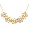Collier Fashion Steel Acier Gold 5 Fleurs Motif Fleur 40mm