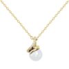 Collier Pendentif Plaqué Or Jaune Boule Céramique Blanche et Oxydes