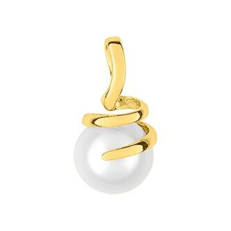 Pendentif Or Jaune 750/1000 Motif Spirale avec Perle de Culture 6.5mm