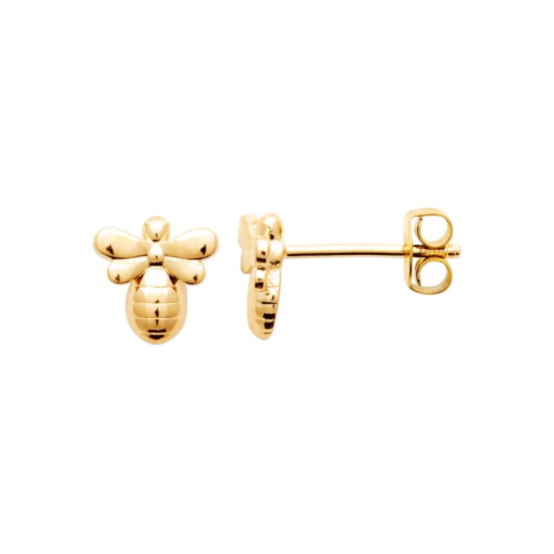 Boucles d'oreilles Plaqué Or Jaune Abeilles – Image 2