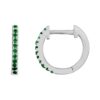 Créoles Argent 925/1000 Rhodié Pavage Oxydes Verts Système Ouvrant Diamètre 10mm