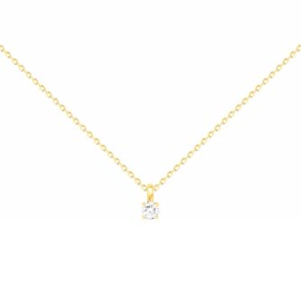 Collier Plaqué Or Jaune Oxyde Rond Serti 4 Griffes 4mm