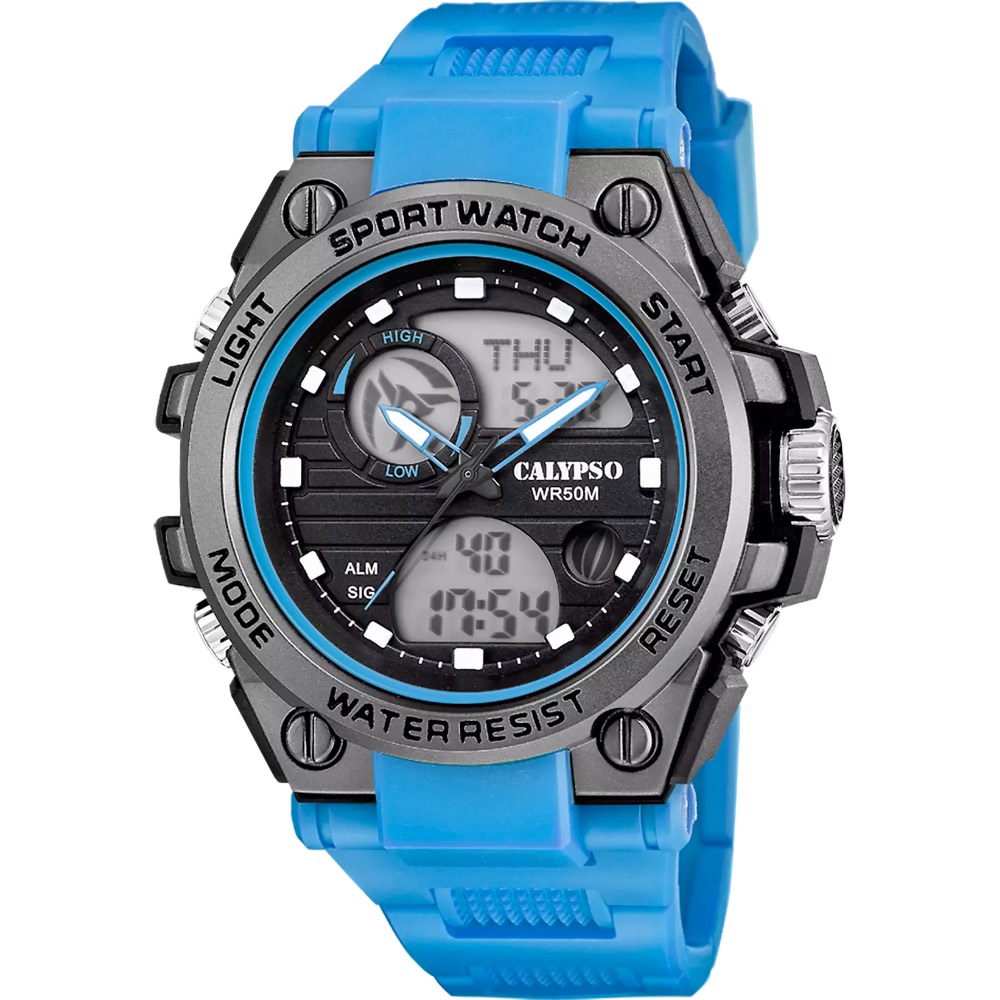 Montre Calypso Homme Ana-Digit Noire et Bleue K5875/1