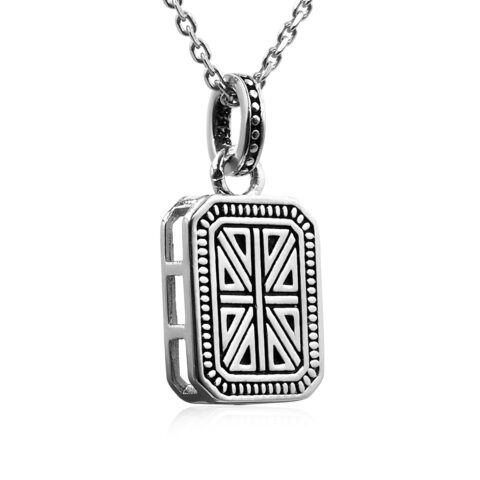 Collier Homme Argent 925/100 Rhodié Effet Vieilli pendentif 14mm