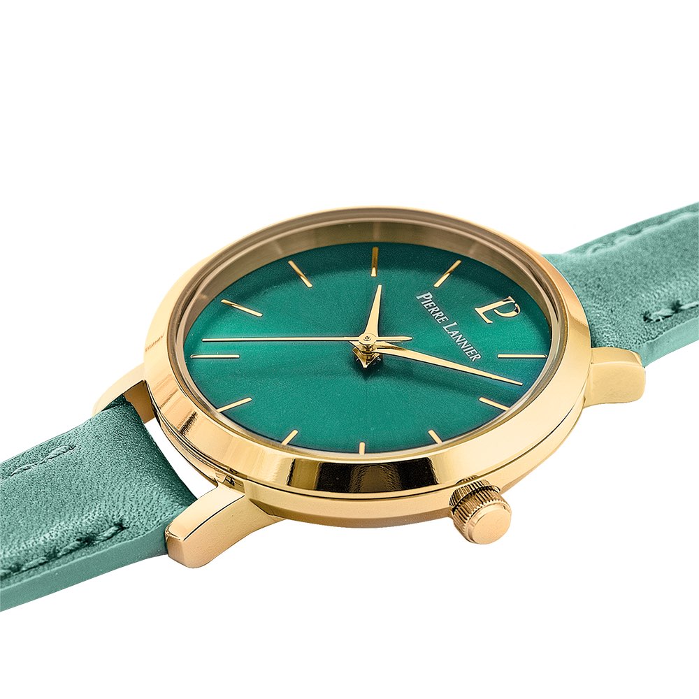 Montre Femme Pierre Lannier Chouquette Acier Doré Cadran Vert Bracelet Cuir Vert 038J577 – Image 2