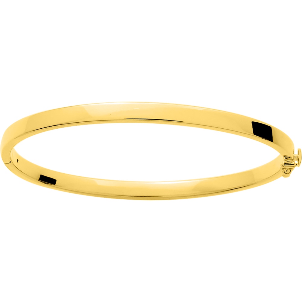Bracelet Plaqué Or Jaune Jonc Ouvrant Ovale Section Rectangle 4mm