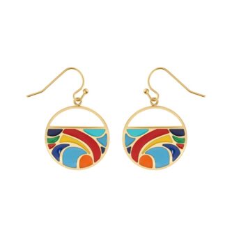 Boucles d'oreilles Acier Doré Stella Mia et Résine Multicouleurs Diamètre 23mm