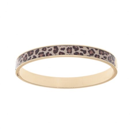 Bracelet Stella Mia Jonc Ouvrant Acier Doré et Résine Léopard
