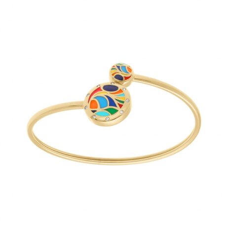 Bracelet Stella Mia Jonc Flexible Acier Doré et Résine Multicouleurs