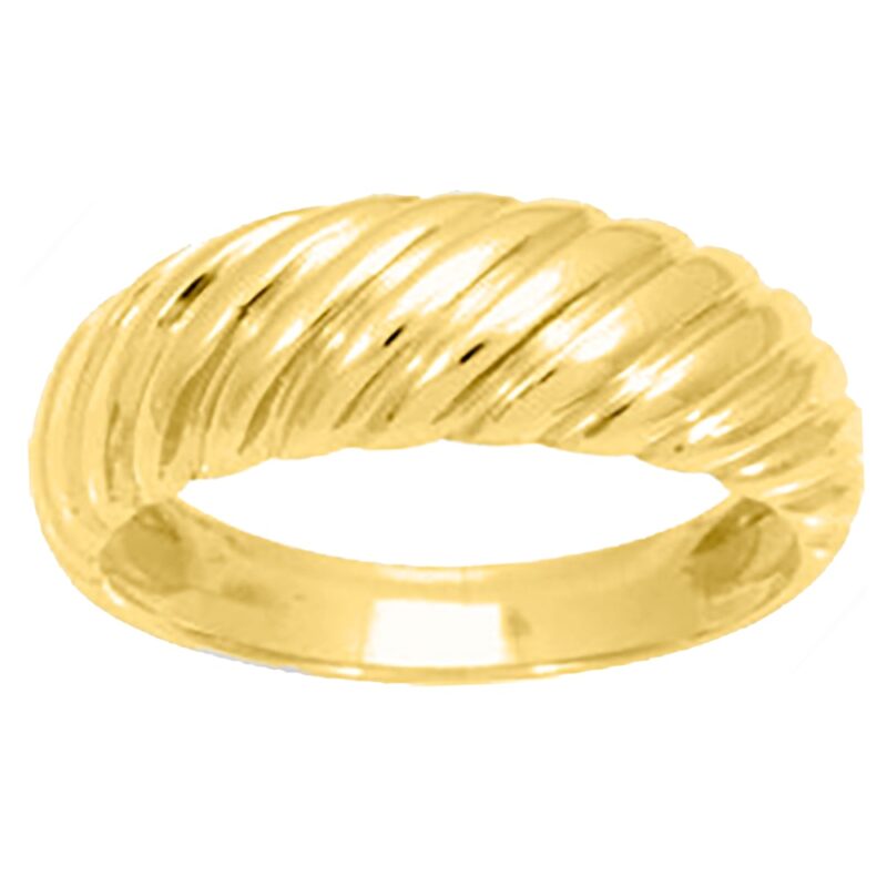 Bague Plaqué Or Jaune Godron Bombée Torsadée – Image 2